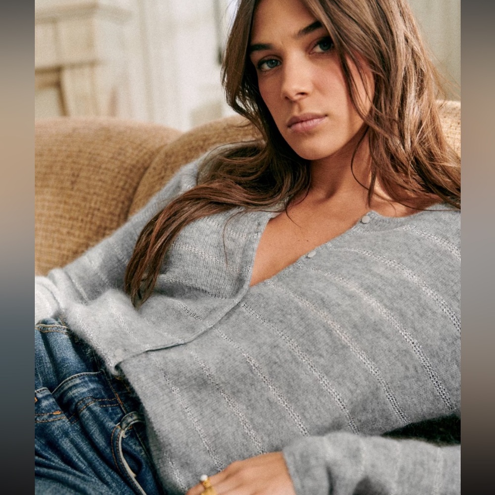 Sézane Gapard Cardigan molted grey/silver combo xs